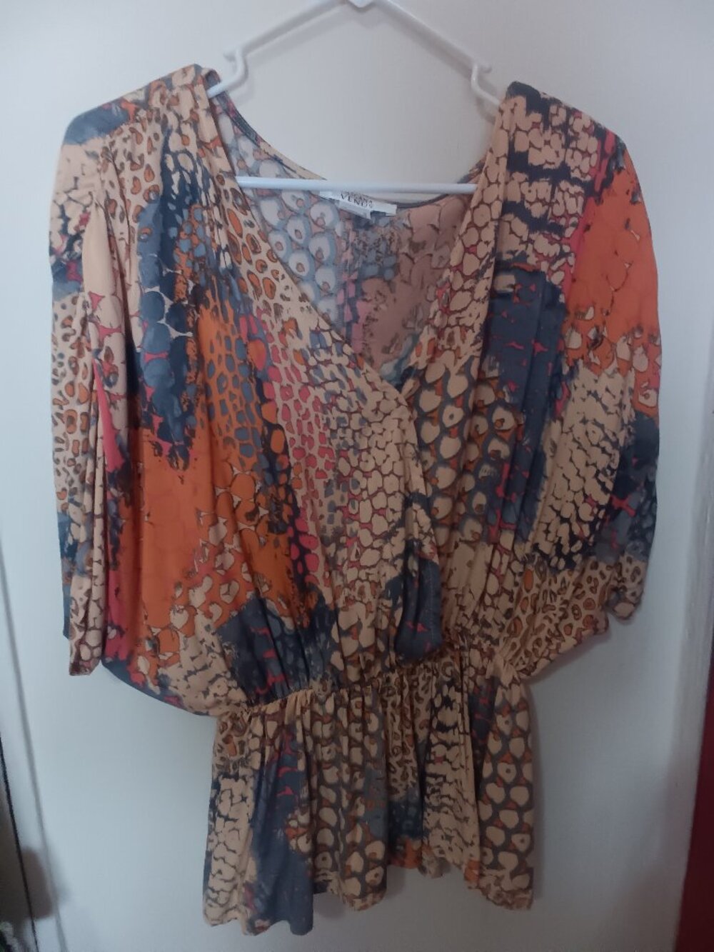 Lascana Venus Orange Print Batwing Top. Size Medium